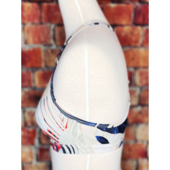 Athleta Tahitian Tropical Red Blue High Neck Swim Bikini Top Underwire Sz 32 B/C - Picture 6 of 7